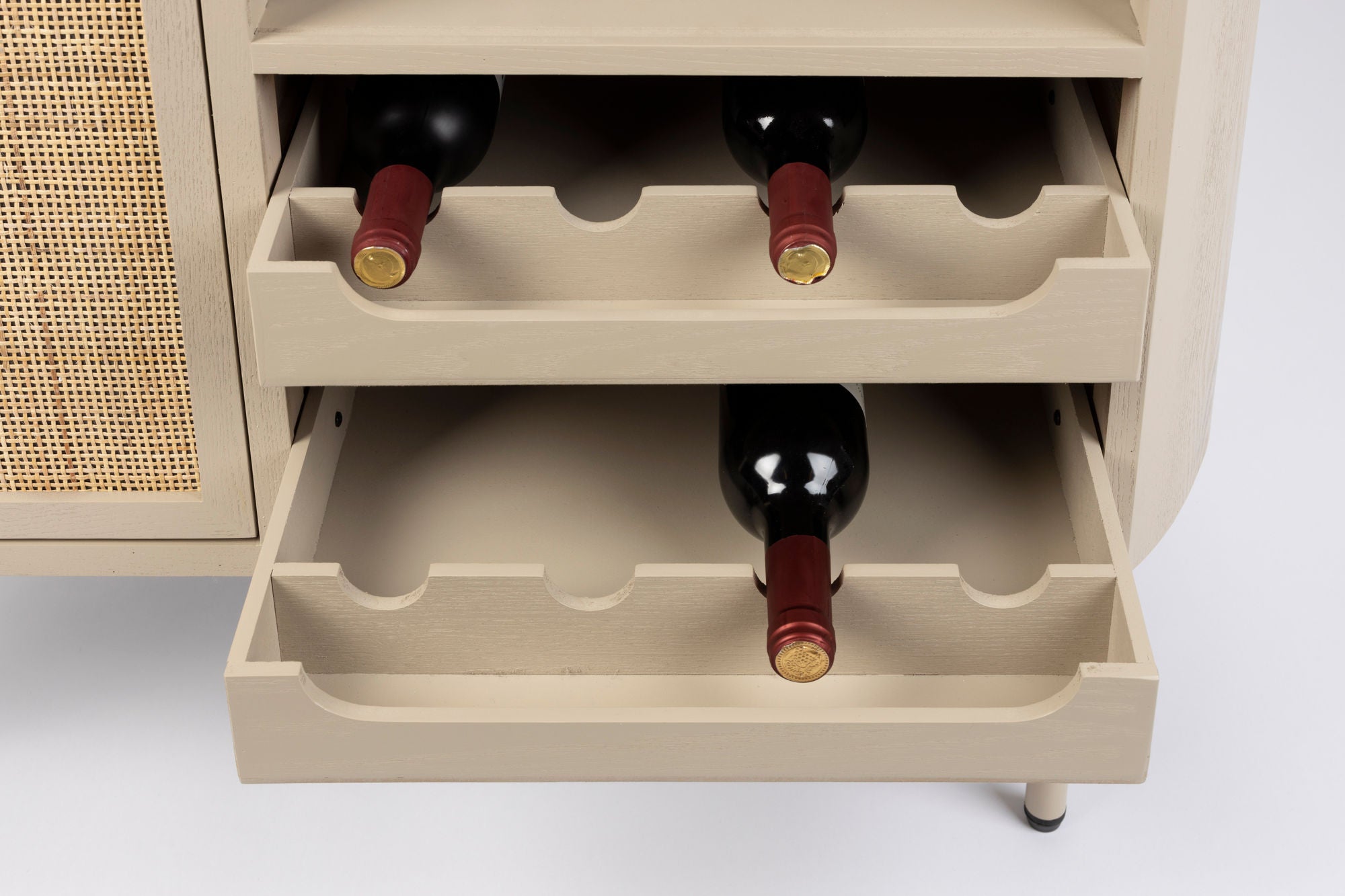 Amaya Beige Wood & Natural Rattan Drinks Cabinet
